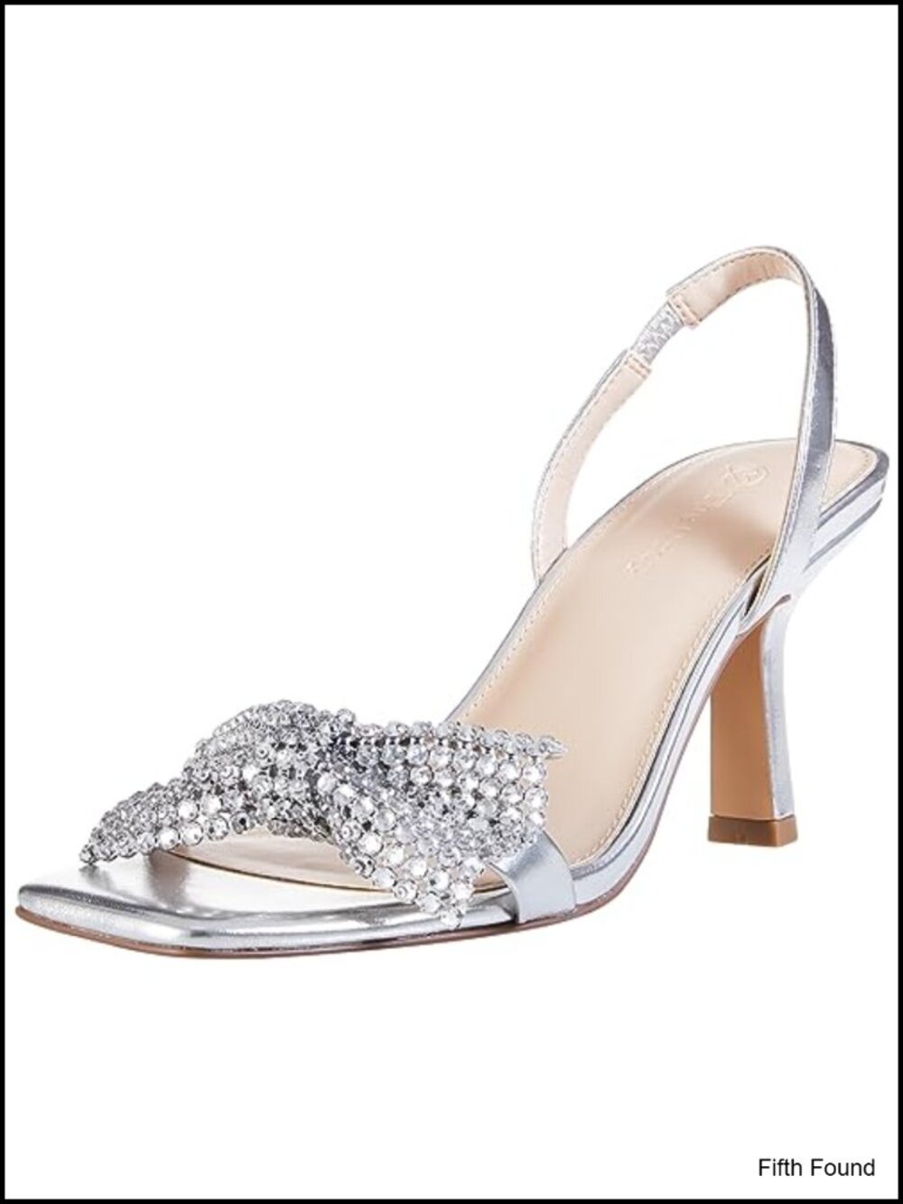 Slingback Bow Heeled Sandals 3.15 Inch Open Toe Rhinestone Party Shoes